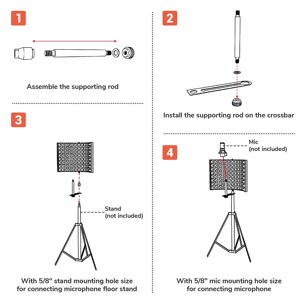 Yescom Microphone Studio Isolation Shield Sound Isolator Absorber 3-Panel