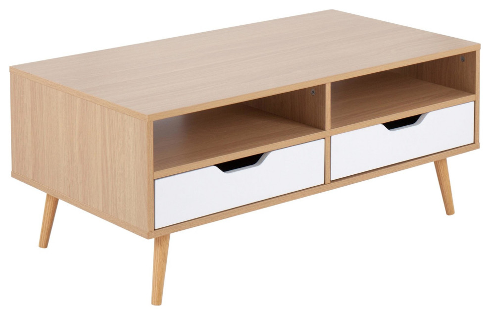 Astro Coffee Table  Natural Wood  White Wood   Midcentury   Coffee Tables   by LumiSource  Houzz