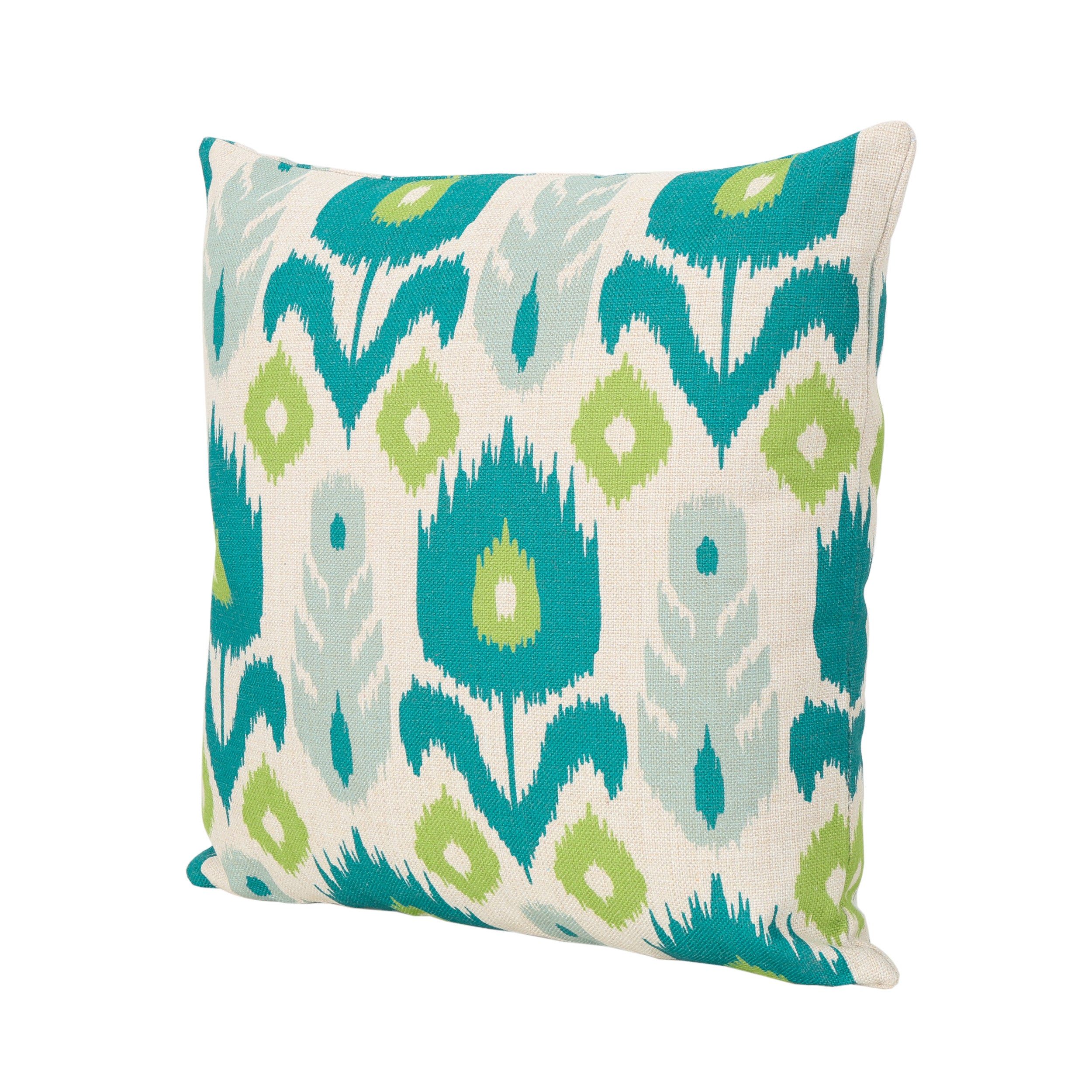 Outdoor Water Resistant 18-inch Square Pillow, Teal  / Green Print