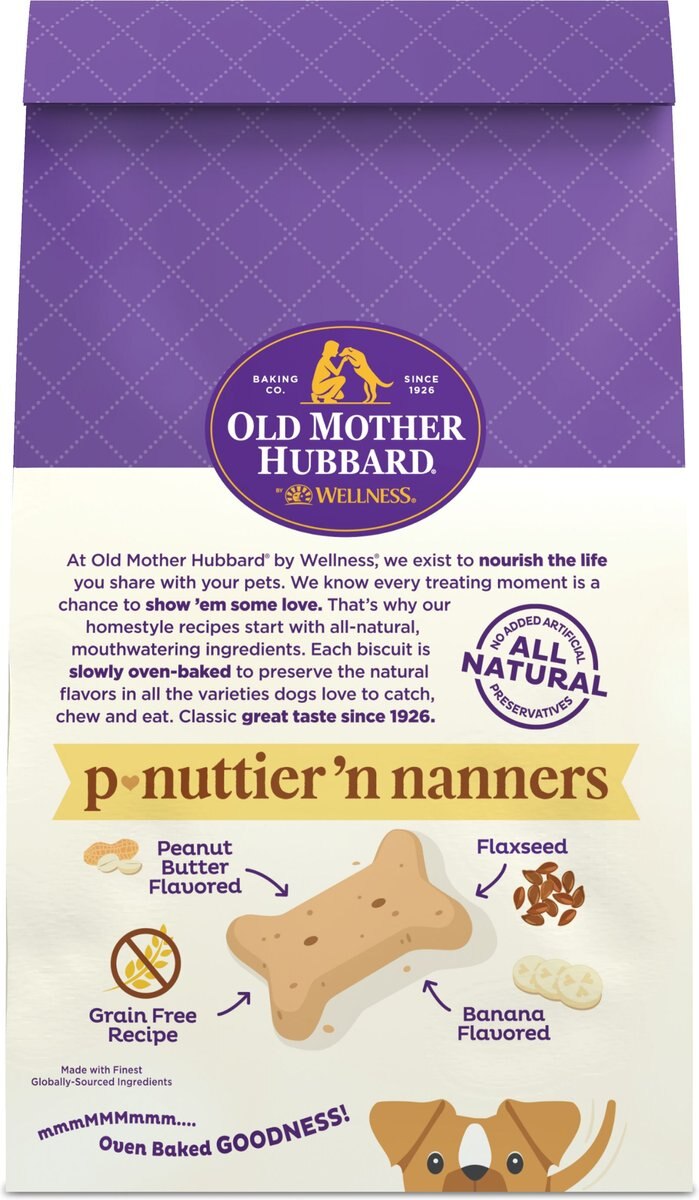 Old Mother Hubbard Mini P-Nuttier 'N Nanners Grain-Free Biscuits Baked Dog Treats