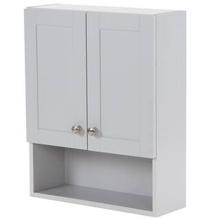 Glacier Bay Lancaster 20.5 in. W x 7.7 in. D x 25.6 in. H Surface-Mount Shaker Bathroom Storage Wall Cabinet in Pearl Gray LCOJ25-PG