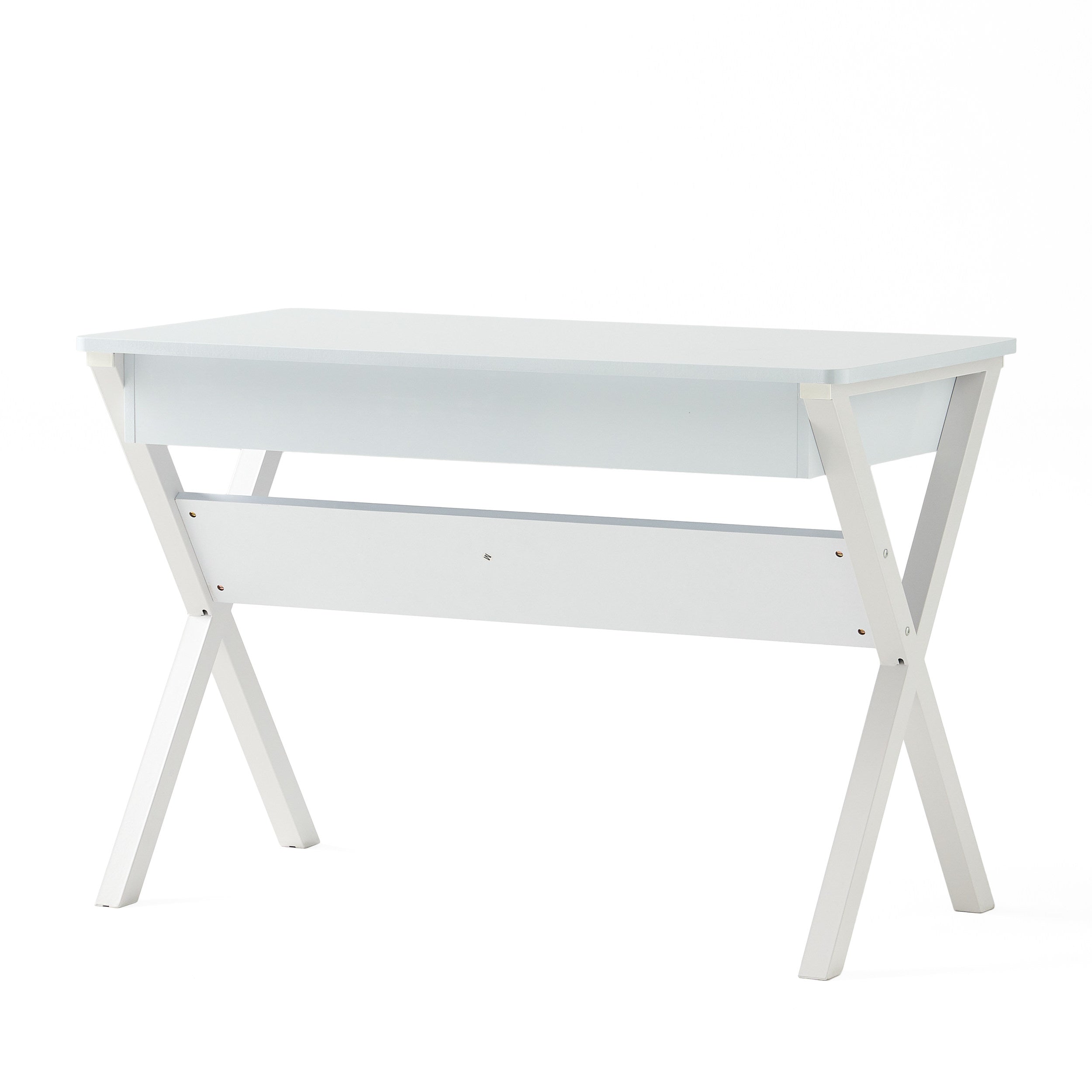 Monte Farmhouse Matte White Faux Wood Office Desk with Drawer