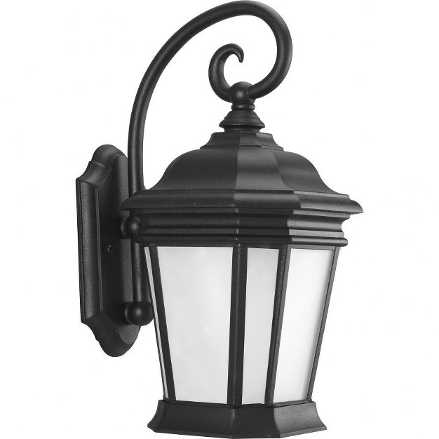 Progress Lighting Crawford 1 light Wall Lantern In Black With Etched White Glass