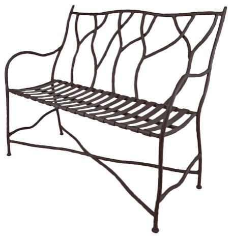 Outdoor South Fork Bench   Rustic   Outdoor Benches   by Timeless Wrought Iron  Houzz