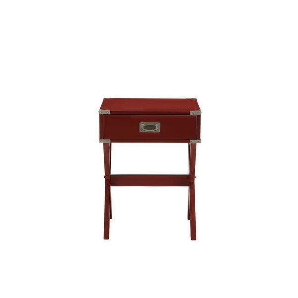 Modern Style Babs End Table with 1 Drawer， Wooden Top w/Metal Corners