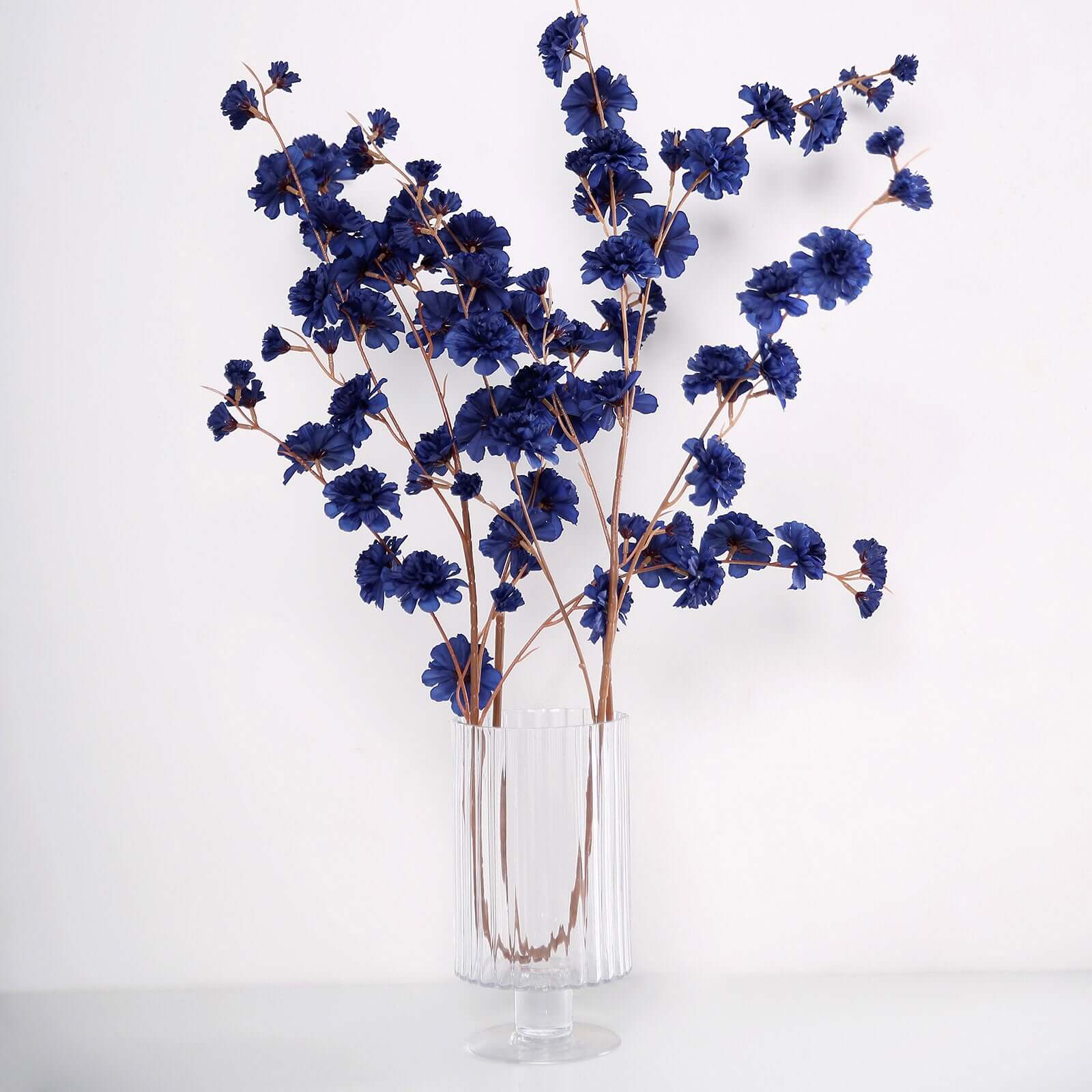 2 Branches Navy Blue Artificial Silk Carnation Flower Stems 42