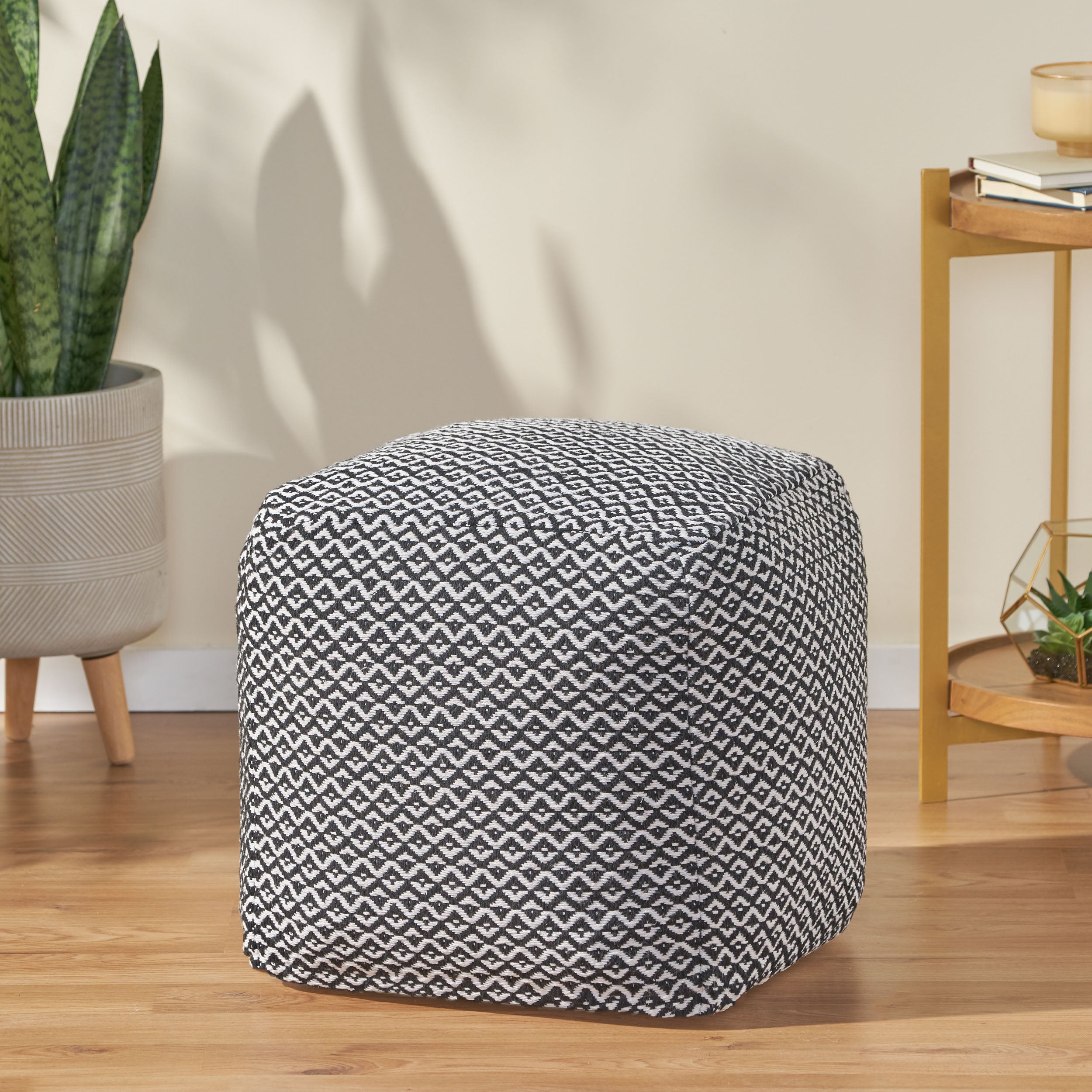 Barak Boho Fabric Cube Pouf