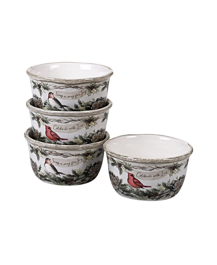 Certified International Holly and Ivy 4-Pc. Ice Cream Bowl