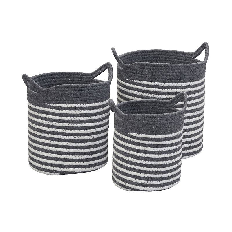 Household Essentials 3-Piece Striped Cotton Basket Set