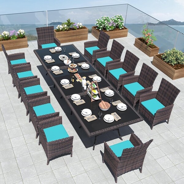 Kullavik Outdoor Dining Set，Rattan Patio Furniture Dining Table and Chairs