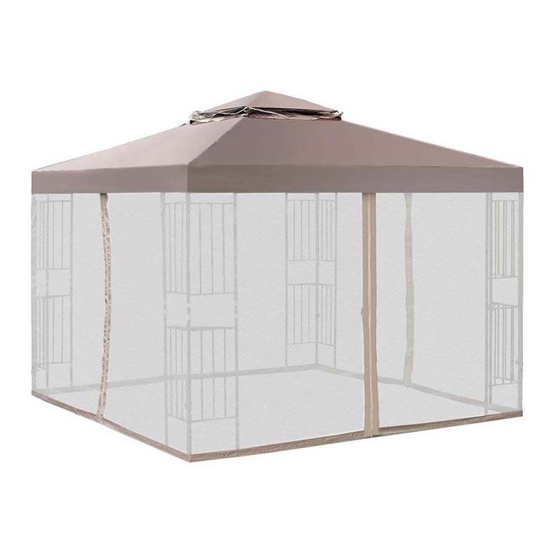 10 x 10 FT Metal Patio Gazebo with Netting, Screw-free Structure Outdoor Canopy Gazebo Tent