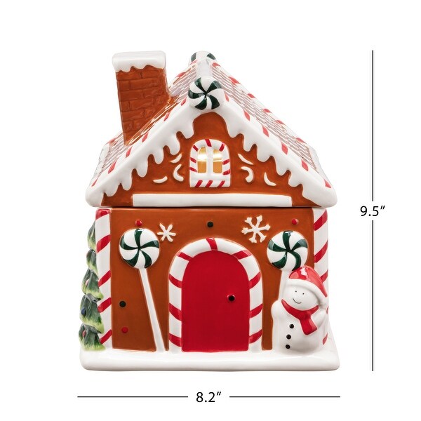 9.5 Ceramic Lit Gingerbread House Cookie Jar