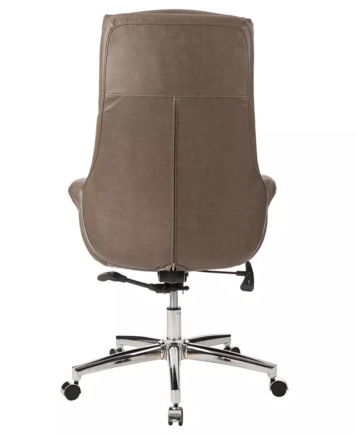 Glitzhome Mid-Century Modern Brownish Gray Leatherette Adjustable Swivel High Back Office Chair