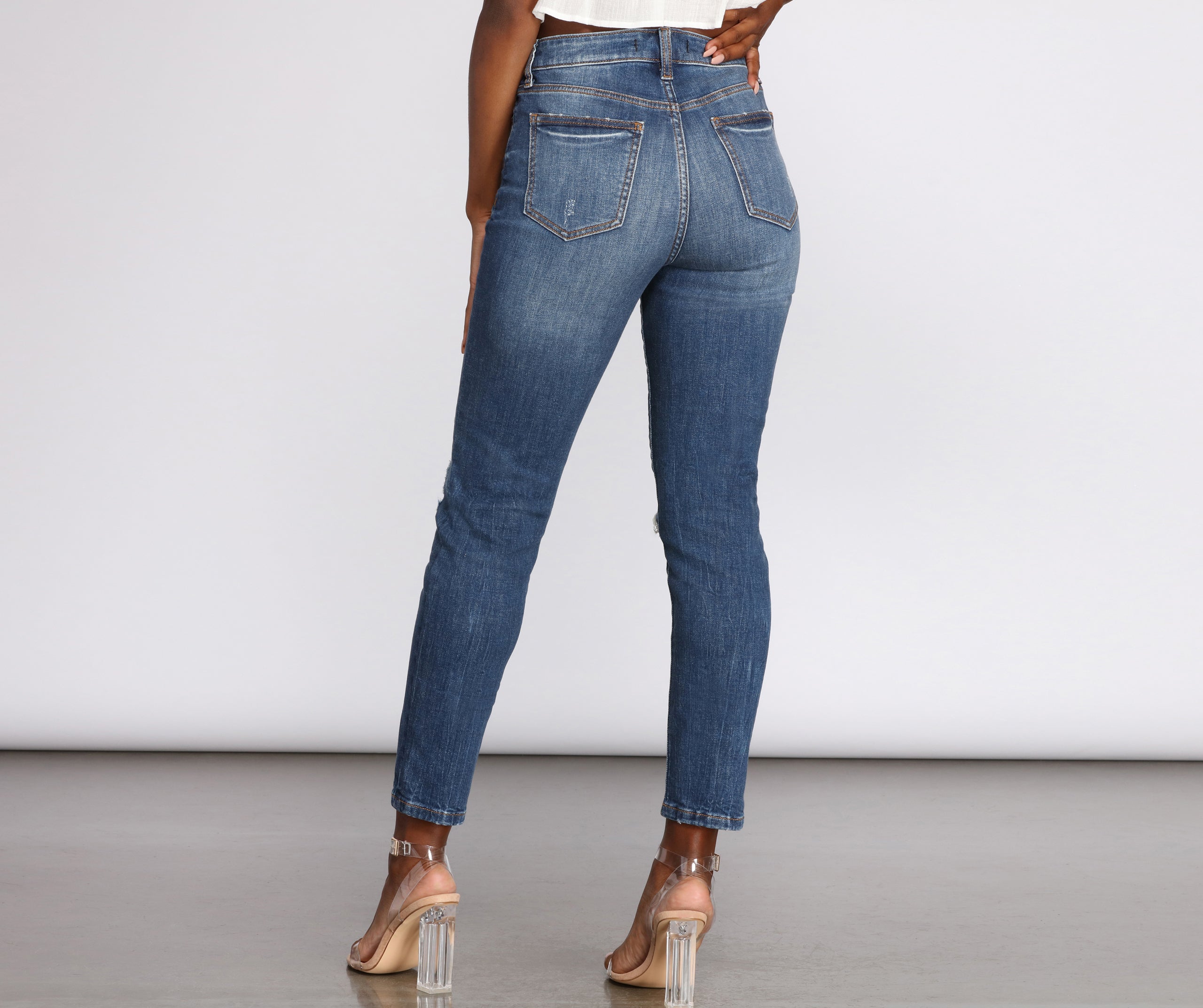 Tobi Super High Rise Destructed Mom Jeans