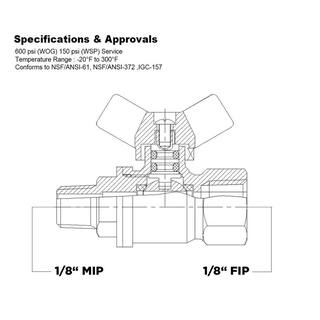 The Plumber's Choice 18 in. Lead Free Brass MIP and FIP Full Port Ball Valve with Butterfly Handle 837NG230-NL