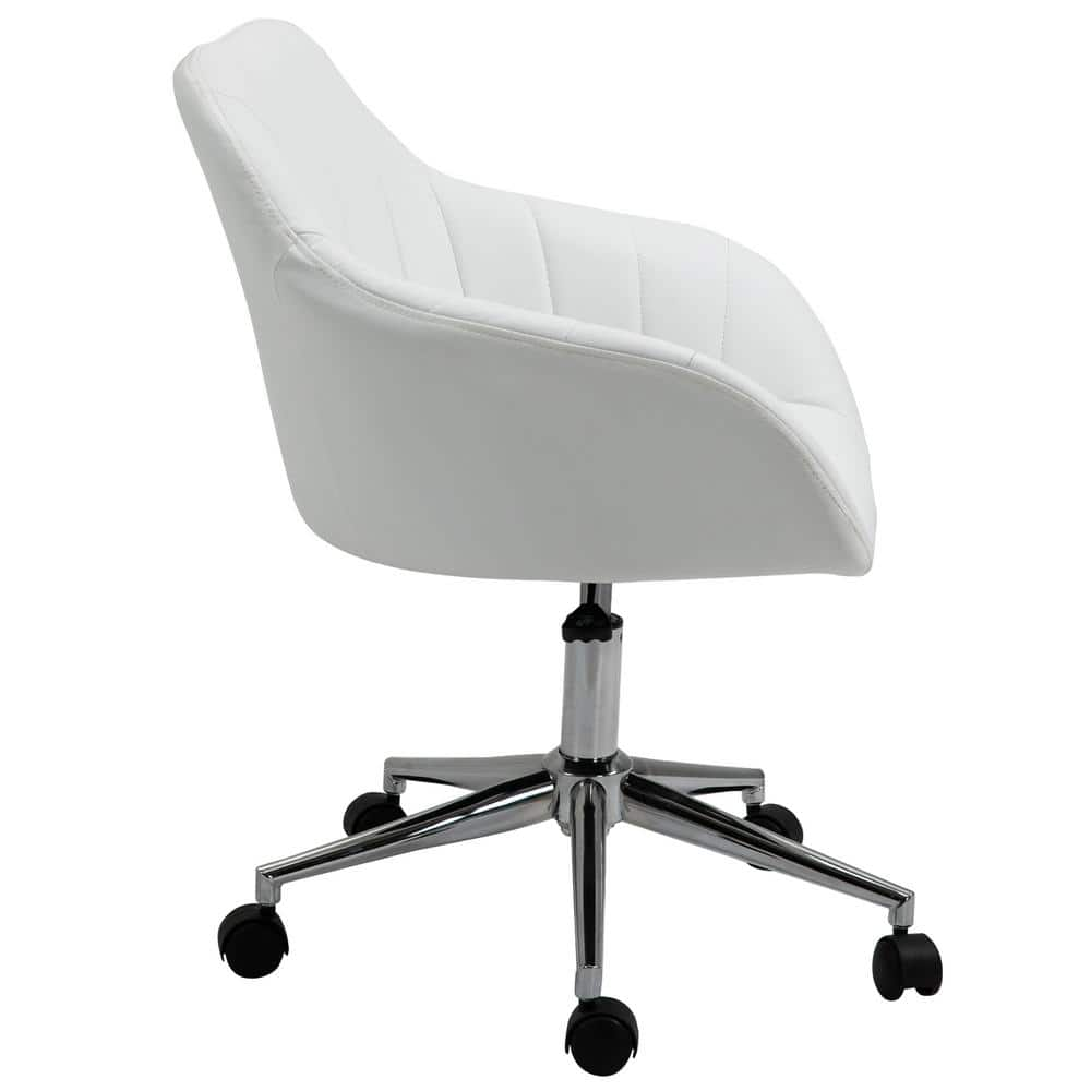 Vinsetto White, Mid-Back Home Office Chair Adjustable Height Computer Desk Chair with Padded Back and Armrests, PU Leather 921-439WT