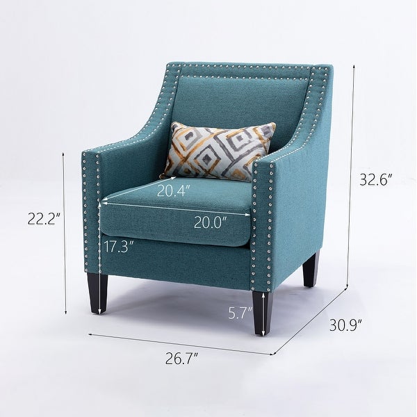 Accent Chair with Nailheads， Tight Back and Solid Wood Legs