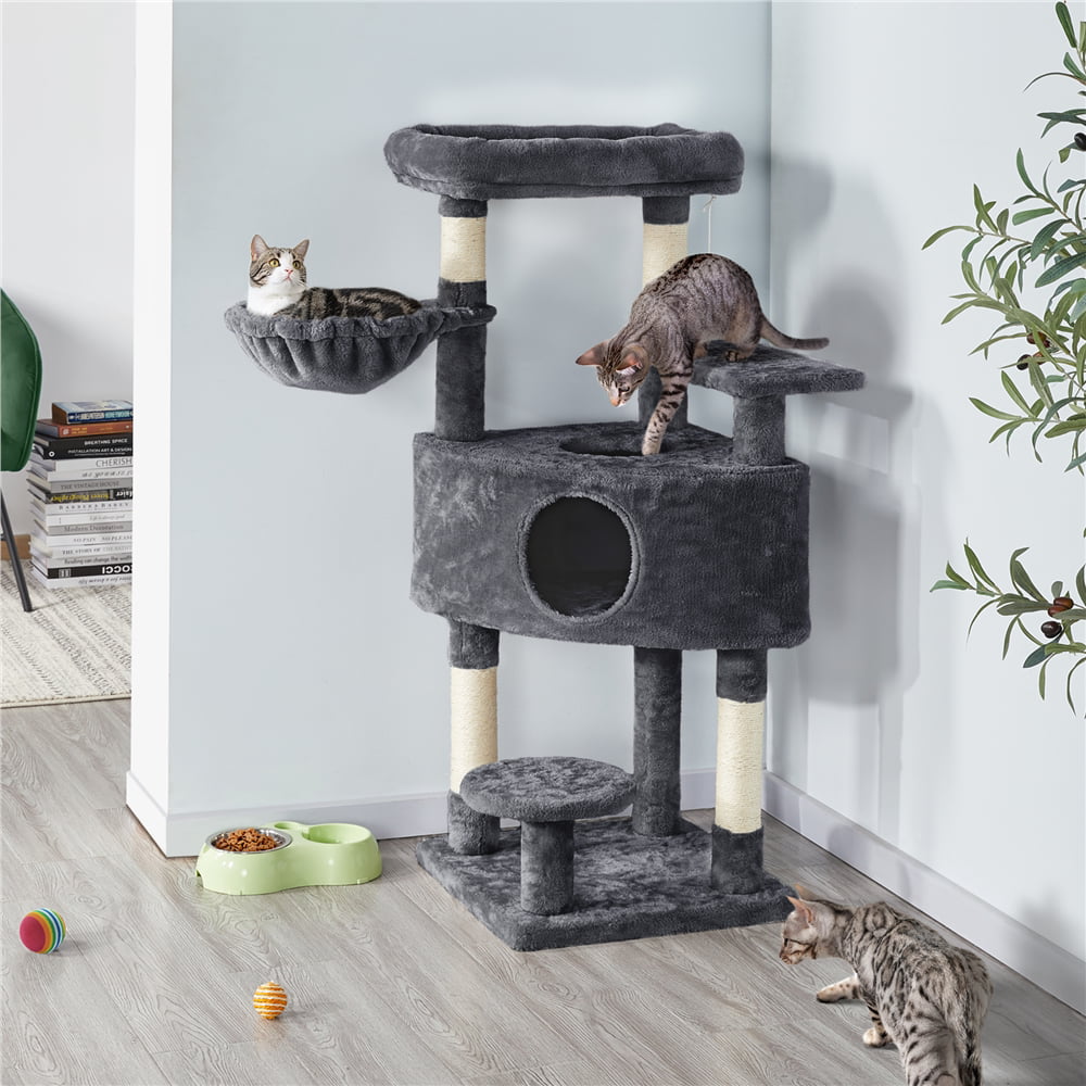 Yaheetech 46'' Cat Tree Multilevel Cat Condo with Scratching Posts and Perch Platform，Dark Gray