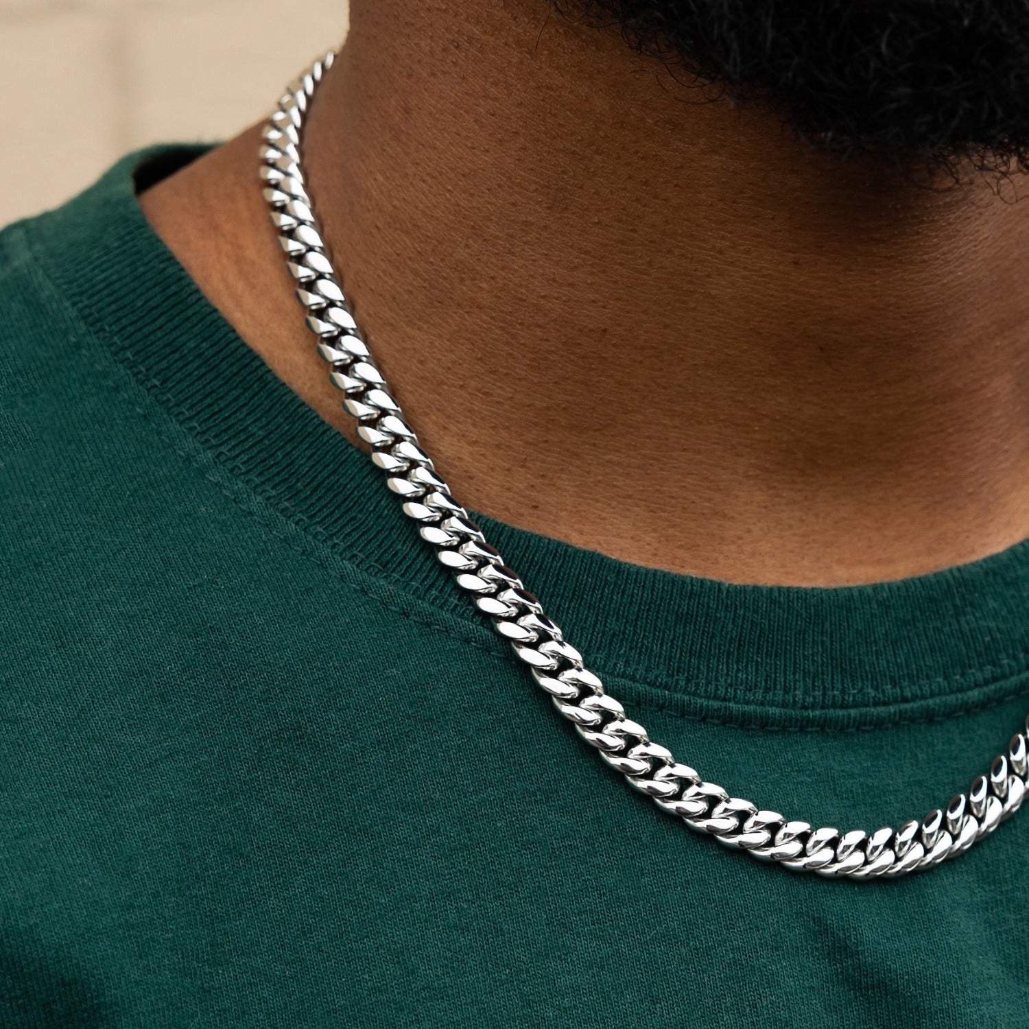 Miami Cuban Link Chain in White Gold- 8mm