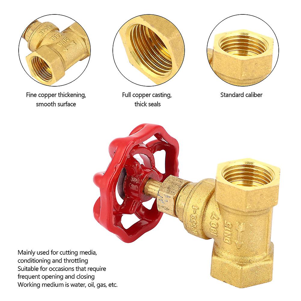 Dn15 G1/2in Brass Globe Shut-off Valve Female Thread Two Seals Stop Valve For Water Gas