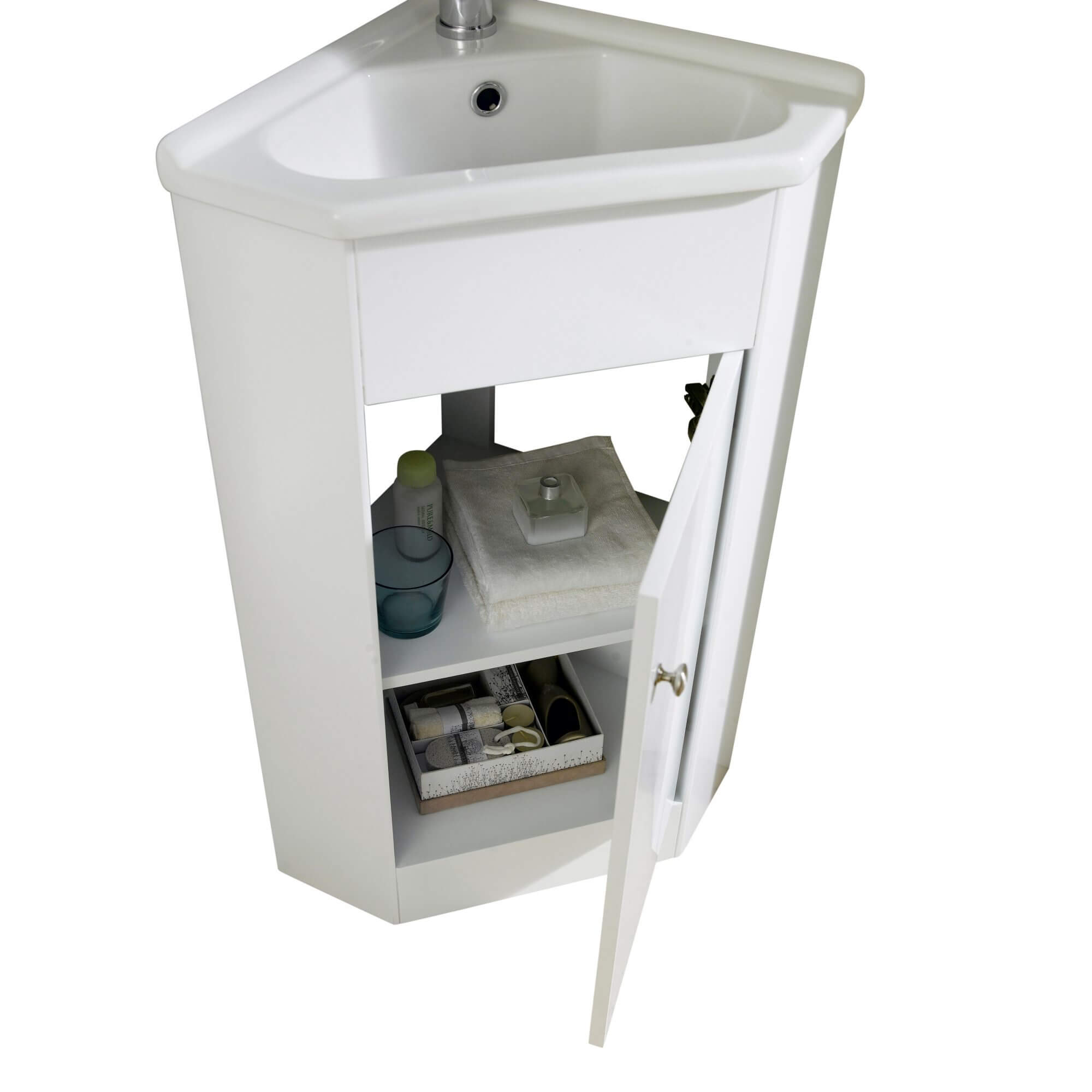 Fine Fixtures - Corner Bathroom Vanity And Sink , White - Englewood Collection