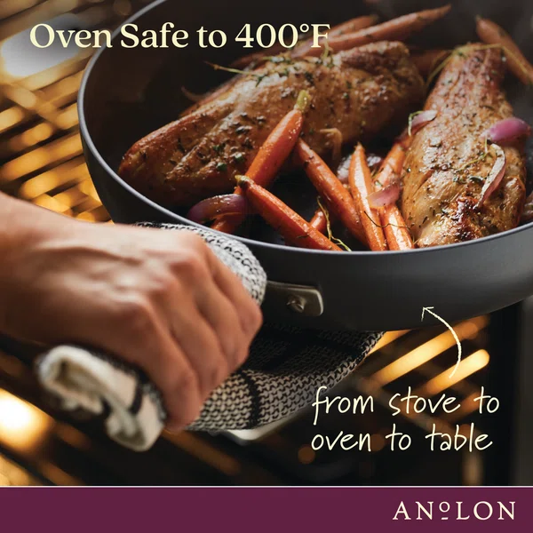 Anolon 83655 Advanced Hard Anodized Nonstick Divided Grill / Griddle Pan / Skillet - 12.5 Inch， Gray