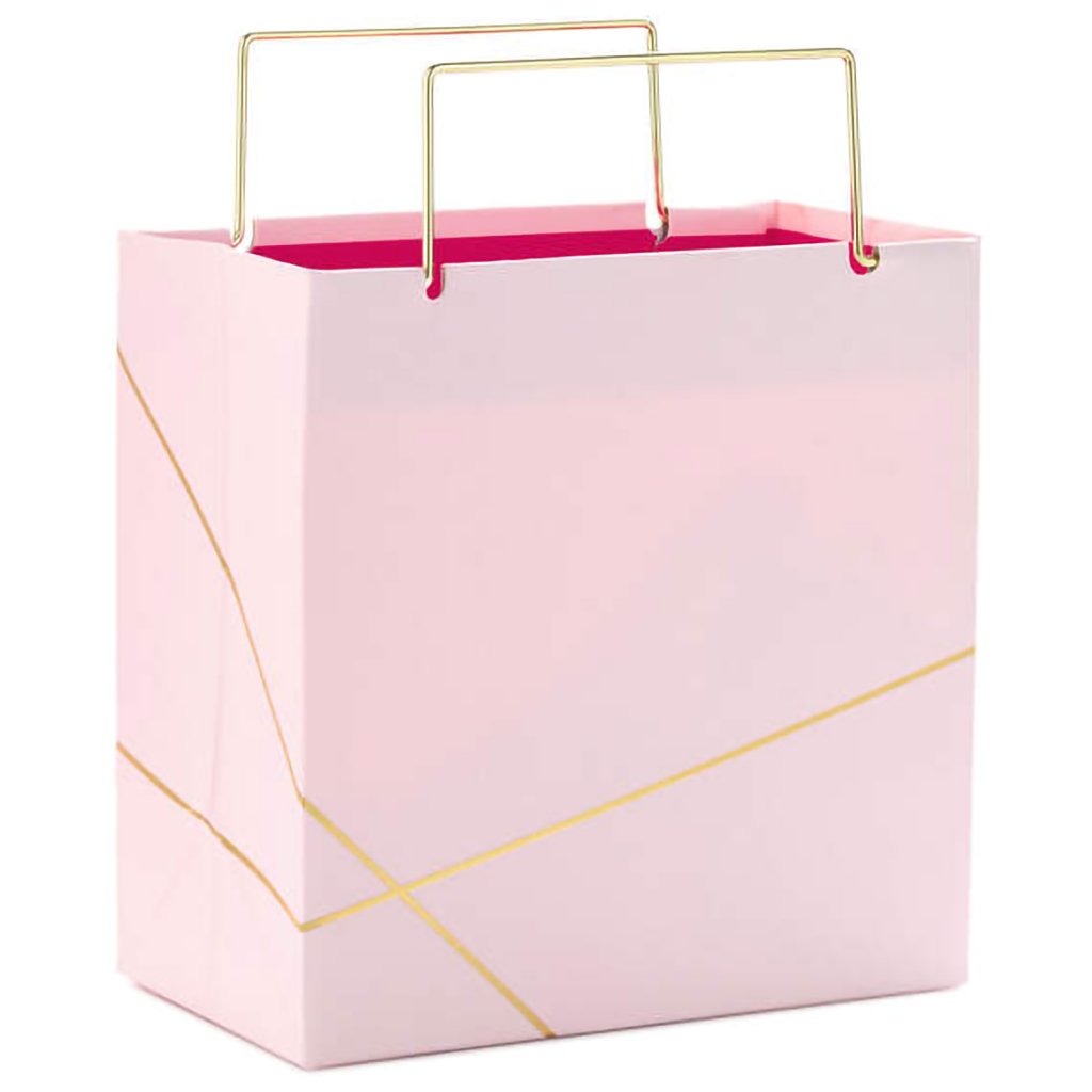 Hallmark  Light Pink With Gold Small Square Gift Bag, 5.5