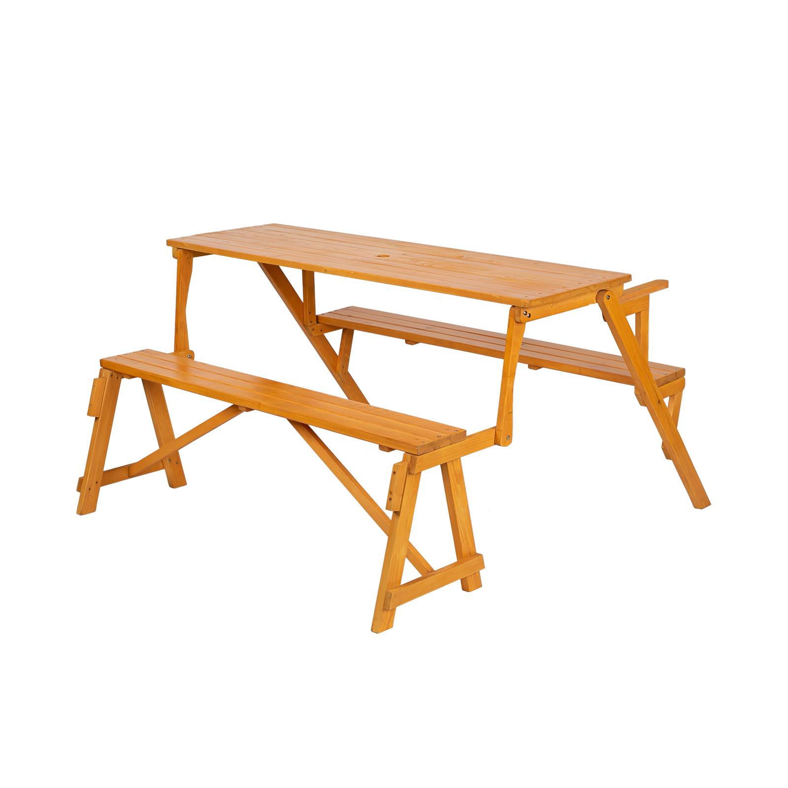 SalonMore Dual Purpose Conjected Wood Table and Chair for Picnic