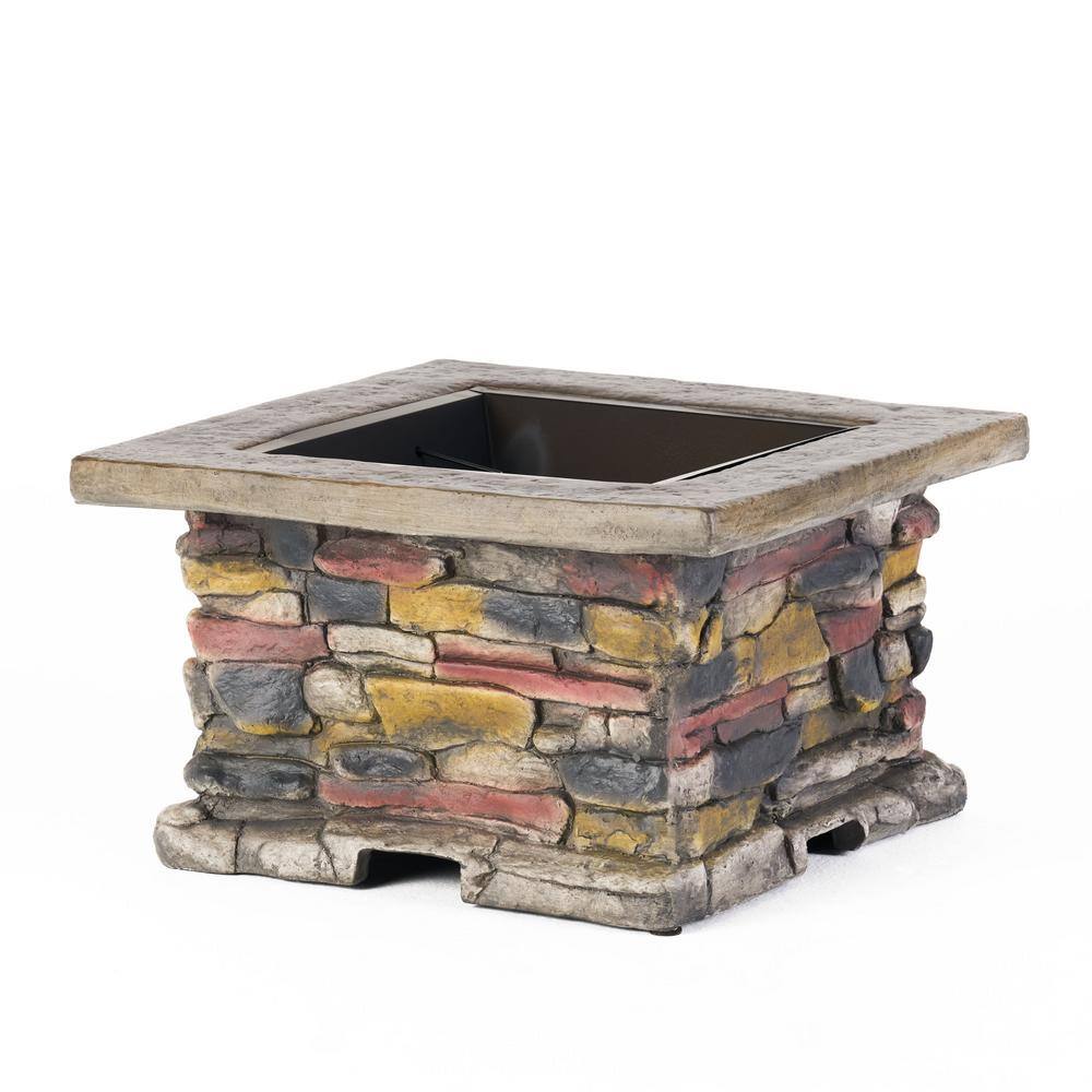 Noble House Corporal 28.50 in. x 22.20 in. Square Natural Stone Fire Pit 2555