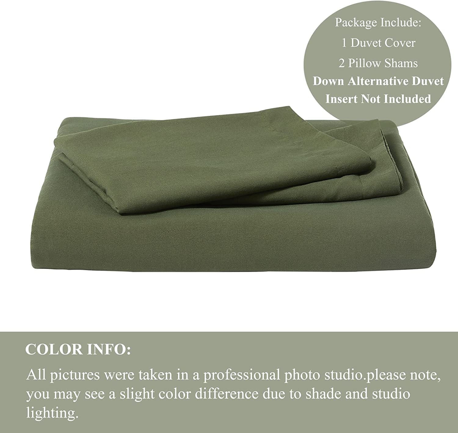 VClife Olive Green Duvet Cover Queen Boho Bedding Sets Soft Washed Microfiber Comforter Cover Set， 3 Pieces Simple Army Green Bedding Quilt Cover Set for Woman Man Boy Girl， Fade Resistant， Breathable