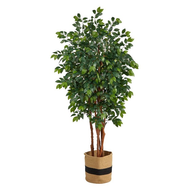 Nearly Natural 7-ft Sakaki Artificial Tree In Handmade Natural Cotton Planter