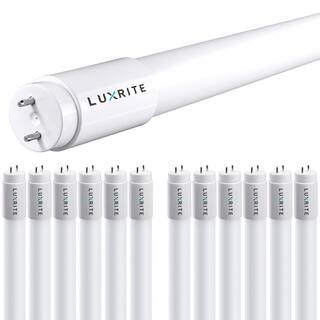 LUXRITE 13-Watt 4 ft. Linear T8 LED Tube Light Bulb Ballast and Ballast Bypass Compatible 6500K Daylight Damp Rated (12-Pack) LR34194-12PK