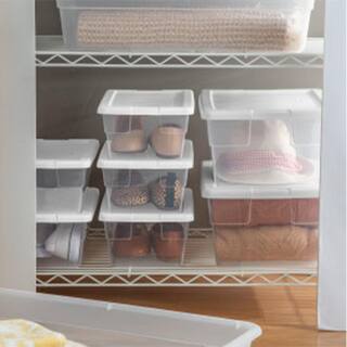 Sterilite 6 Qt. Plastic Storage Container Bin Snap Close White Lid in Clear (12 Pack) 12 X 16428012