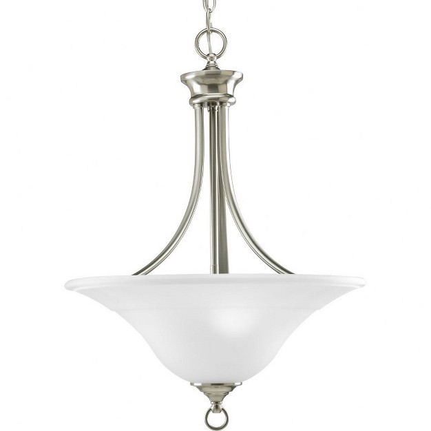 Progress Lighting Trinity Collection 3 light Hall And Foyer Fixture Brushed Nickel Etched Glass Shade