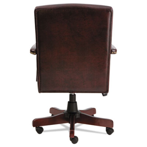 Alera Traditional Series Mid-Back Chair， Supports up to 275 lbs， Oxblood Burgundy Seat/Oxblood Burgundy Back， Mahogany Base (TD4236)