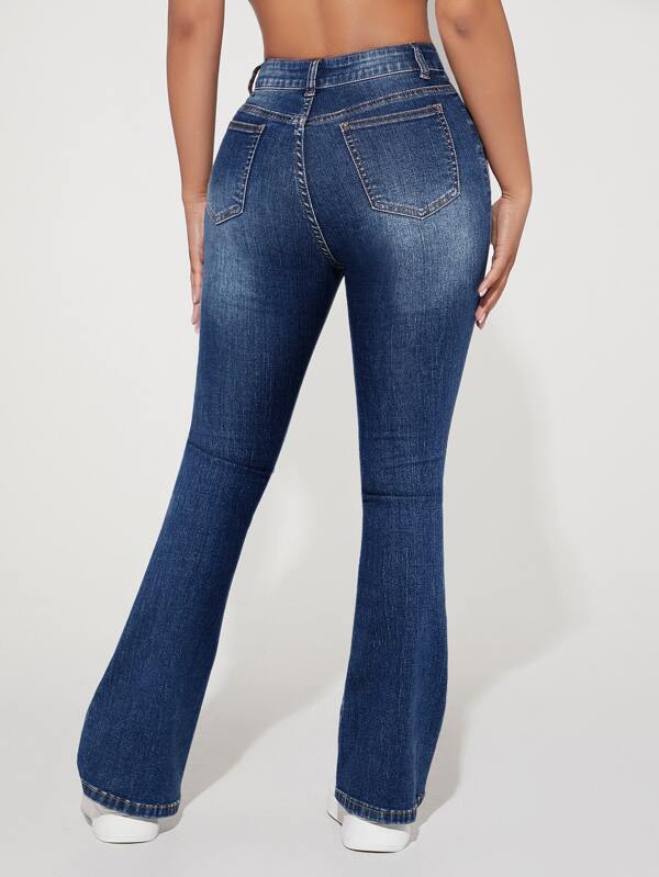 Ripped Bootcut Leg Jeans