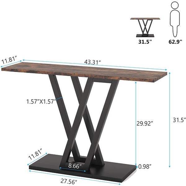 Console Sofa Table， Industrial Entryway Table for Hallway