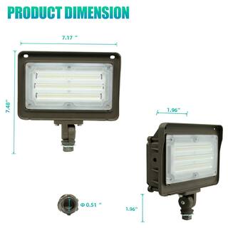 WYZM 250-Watt Equivalence 120-Degree Bronze Integrated LED Outdoor Flood Light Dusk to Dawn 5000K Waterproof IP65 FL50-F