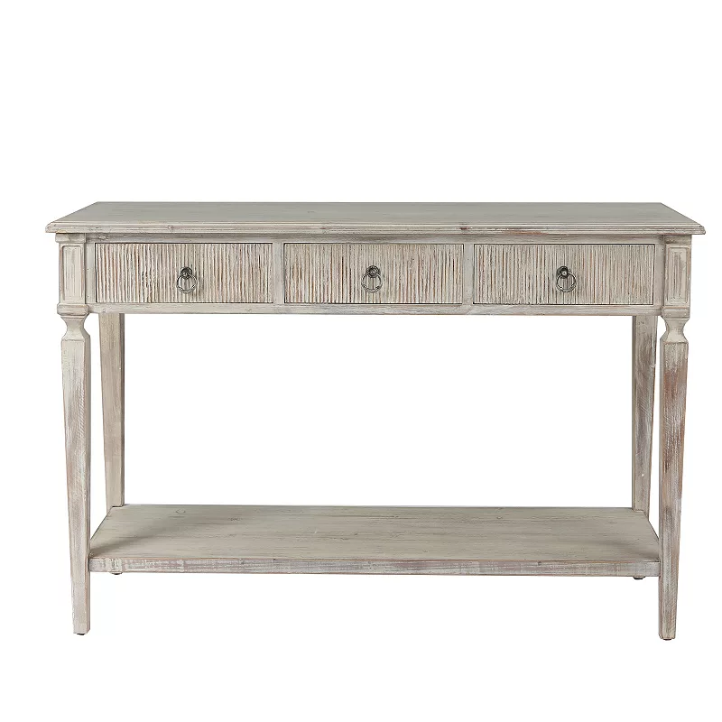 LuxenHome Whitewashed Wood 3-drawer 1-shelf Console And Entry Table