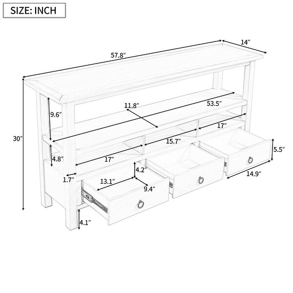 Solid Wood Console Table， 57