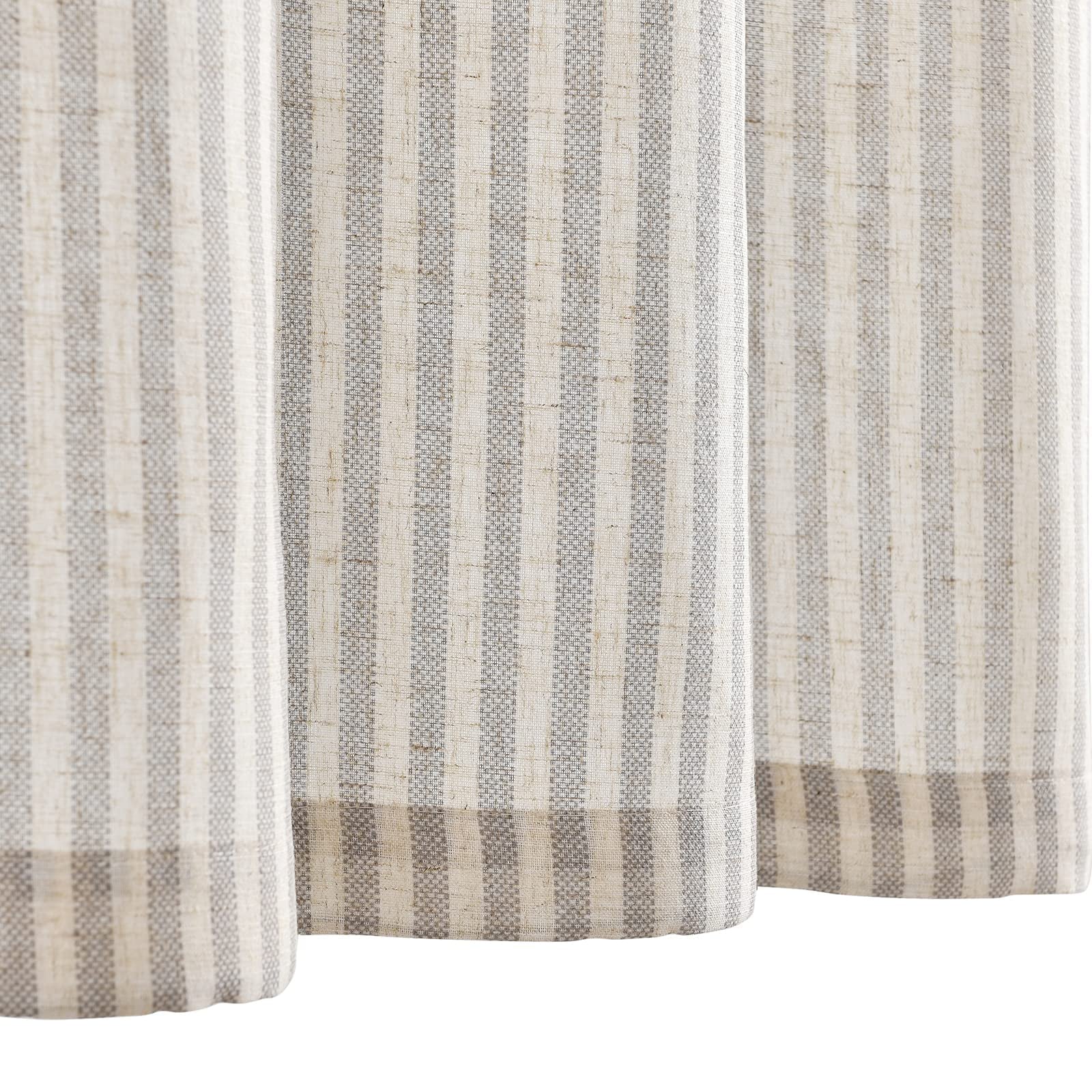 CURTAINKING Kitchen Valance Curtain Stripe Pattern Farmhouse Window Valance 16 inch Linen Window Treatment for Bathroom Bedroom Rod Pocket 1 Panel Grey