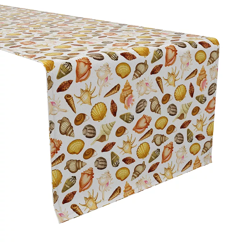 Table Runner， 100% Cotton， 16x90， Collection of Beach Shells