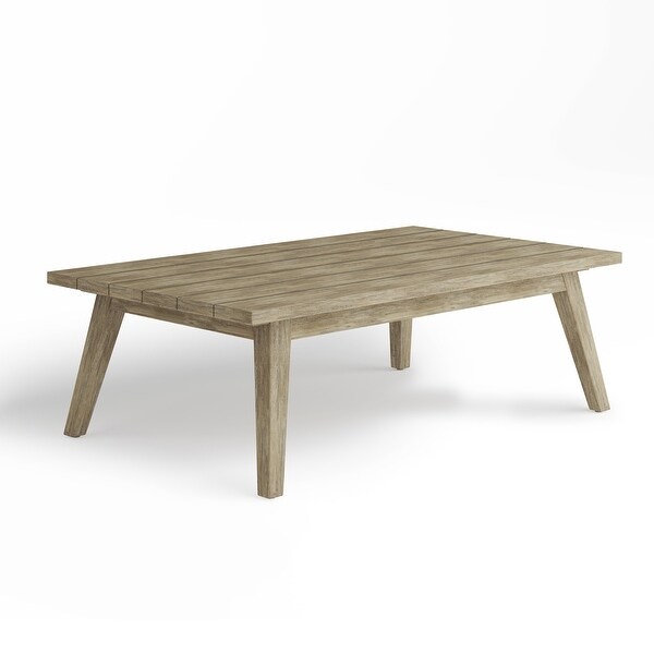 WyndenHall Luna 43 inch Wide Contemporary Outdoor Coffee Table in Brushed Natural Acacia - 25.5