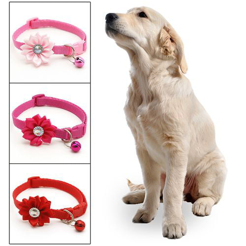 AkoaDa Pet Dog Collar Bell Flower Necklace Collar For Small Dog Puppy Buckle Dog Collar Bell Flower Pet Supplies Dog Accessories