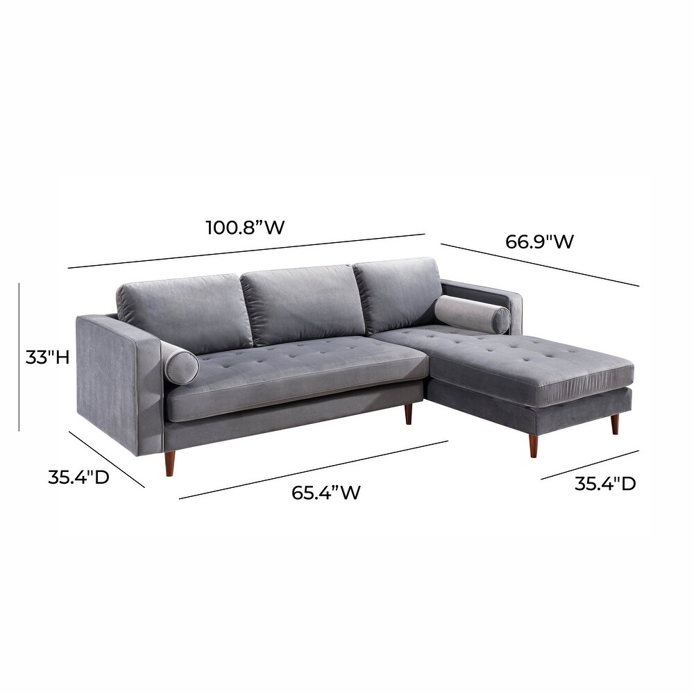 Como Grey Velvet Sectional RAF