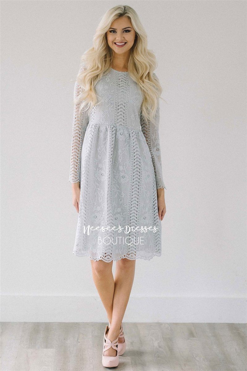 Love At First Sight Light Silver Lace Dress