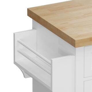 Whatseaso 43.31 in. Kitchen Island with Two Storage Cabinets and Two Locking Wheels in White LQ-110511114