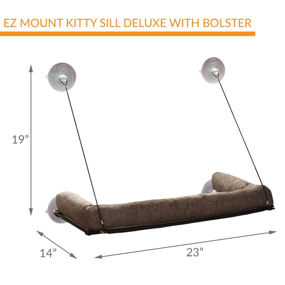 K and H Pet Products 12 in. x 23 in. Medium Chocolate EZ Mount Kitty Sill Deluxe with Bolster Bed 100213593