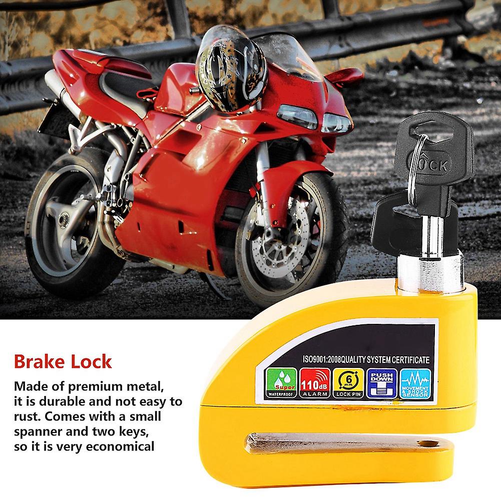 Motorcycle Scooter Bicycle Anti-theft Disc Brake Lock Security Alarming System Yellow