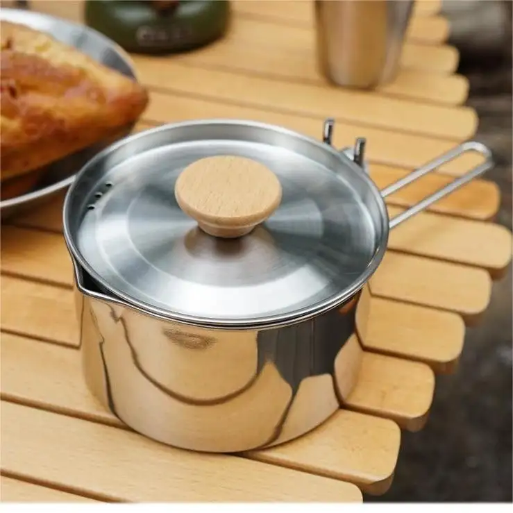 Outdoor camping 304 stainless steel kettle Hiking portable folding fishing multi function camping pot